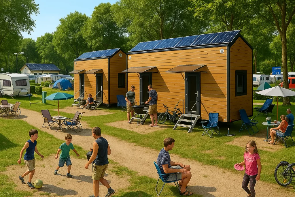 20250815 1143 campingplatz mit tiny houses remix 01k2phnsnbe7rtdd7tx13wt5d6
